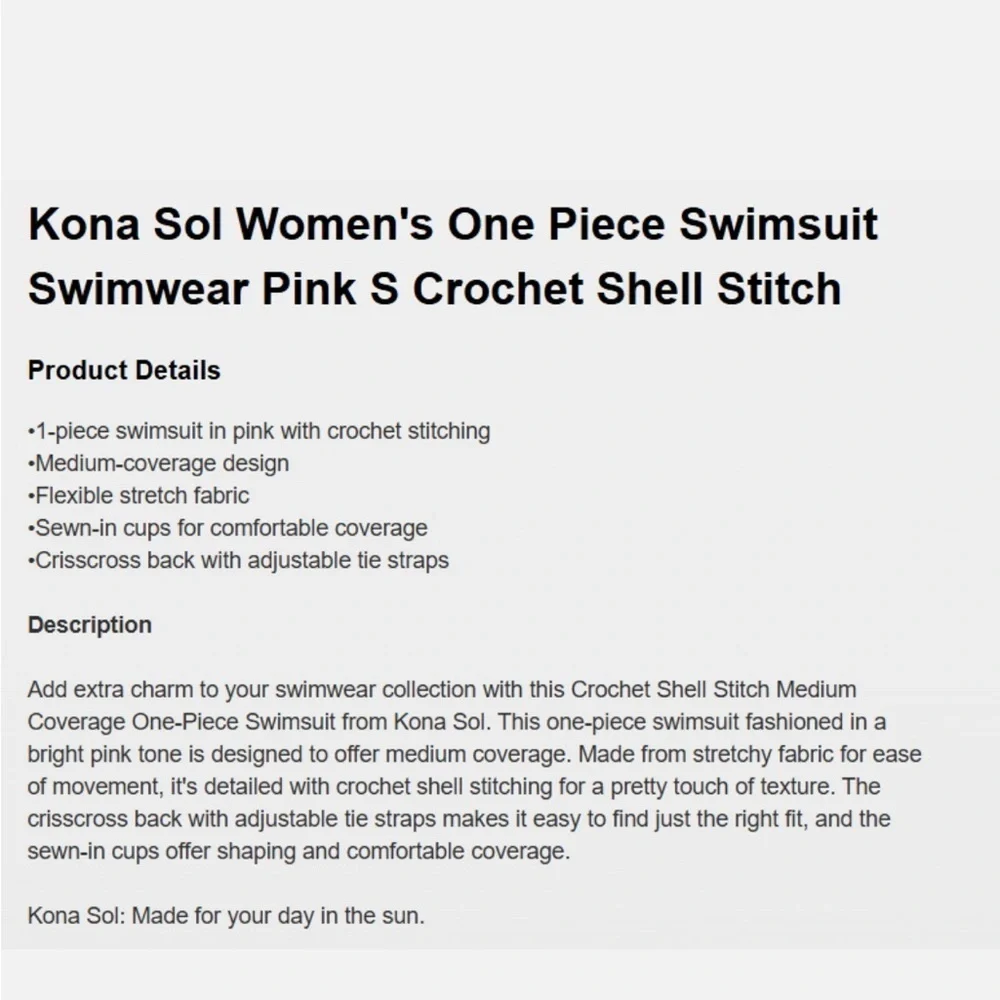 Kona Sol Pink Boho Vibes One Piece Swimsuit Size Medium